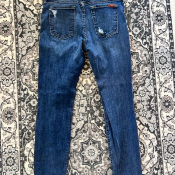 7 For All Mankind Skinny Jeans 32 Distressed Med Rise Wash Stretch Streetwear - Picture 5 of 10